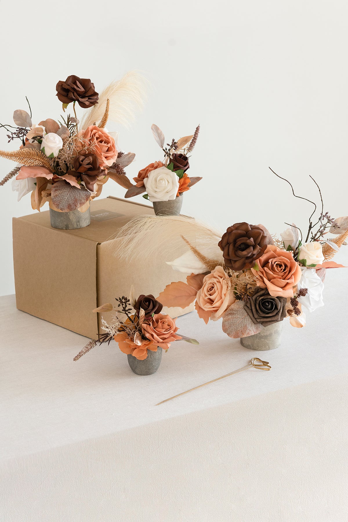 Assorted Floral Centerpiece Set in Rust & Sepia
