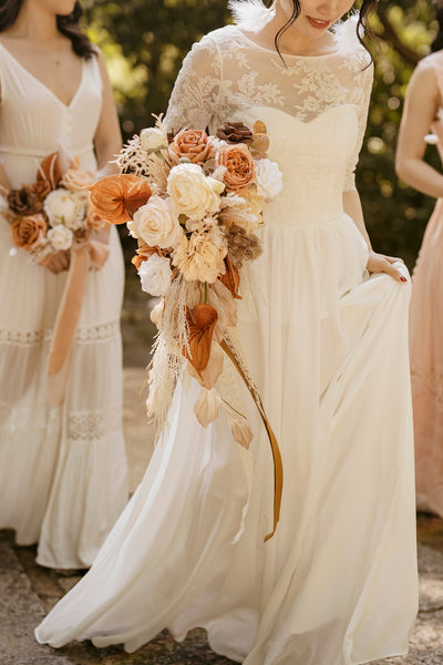 Medium Cascade Bridal Bouquet in Rust & Sepia