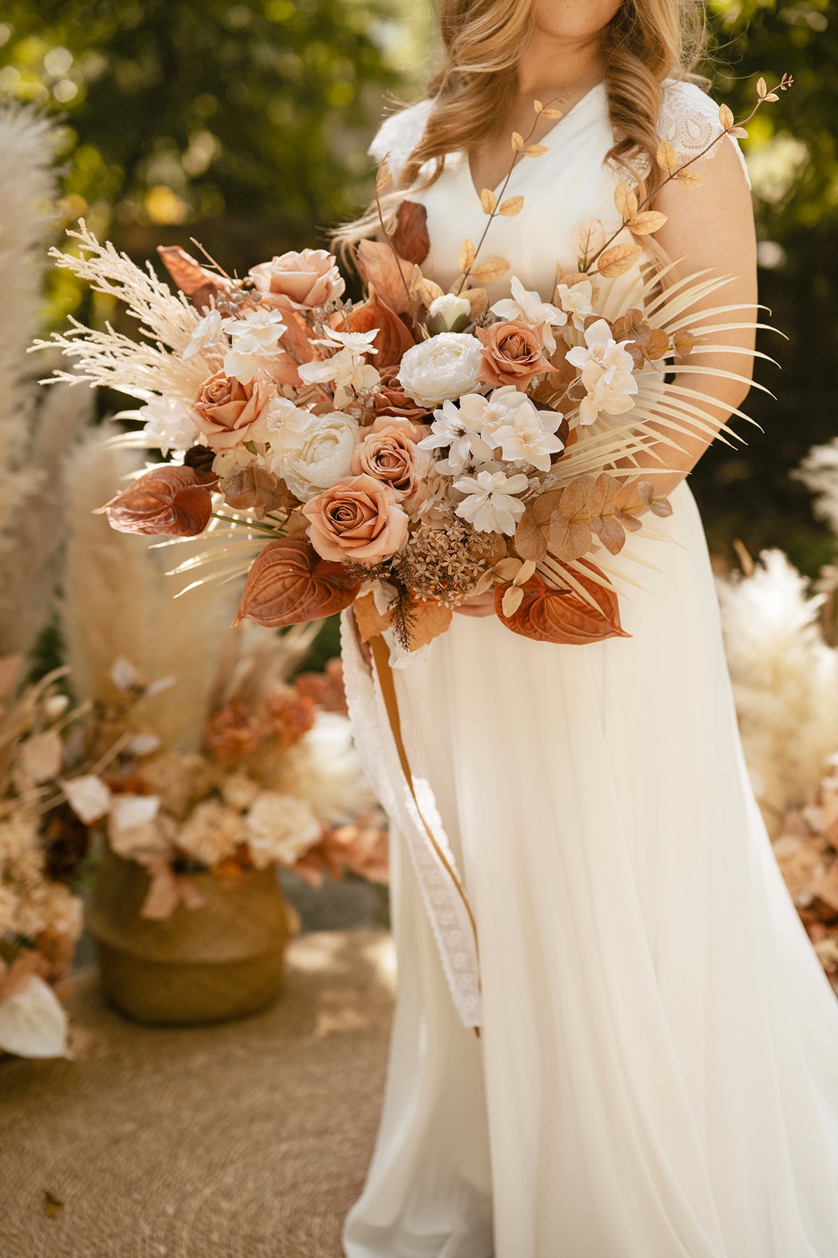 Large Free-Form Bridal Bouquet in Rust & Sepia