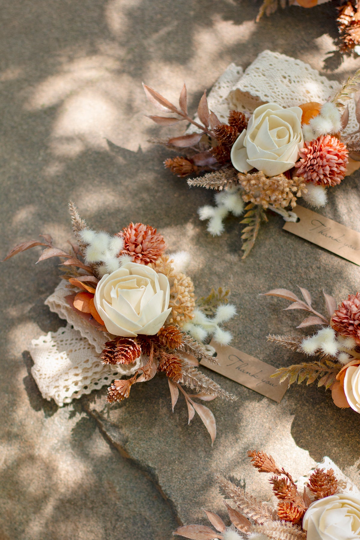 Wrist Corsages in Rust & Sepia