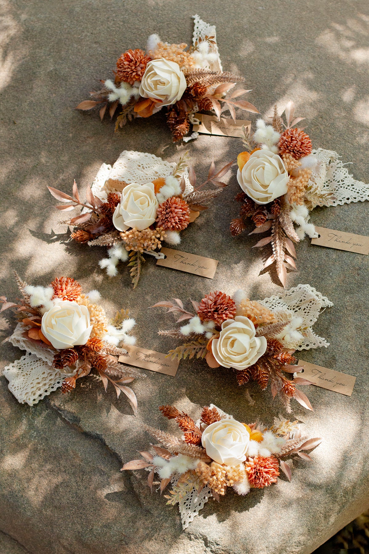 Wrist Corsages in Rust & Sepia