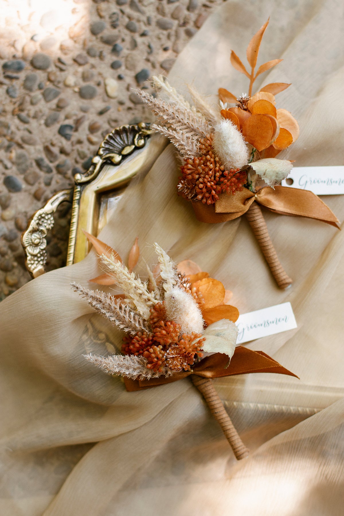 Wrist Corsages in Rust & Sepia