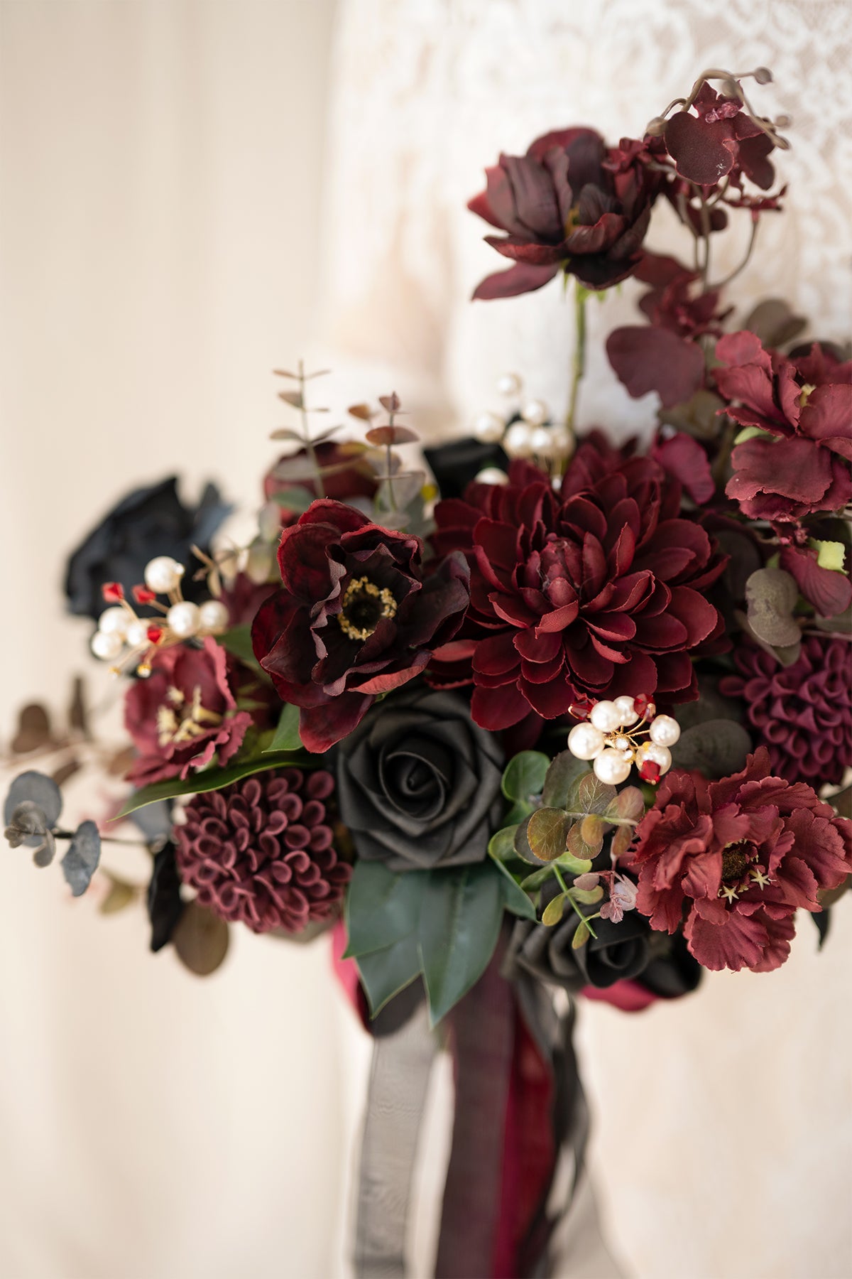 Bridal Flowers in Moody Burgundy & Black