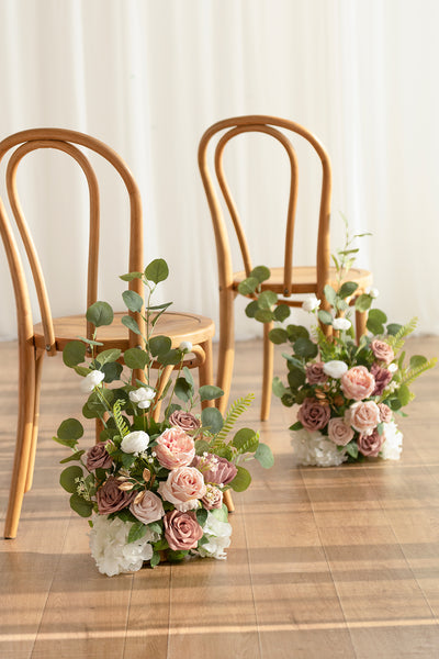 Wedding Aisle Runner Flower Arrangement in Dusty Rose & Cream