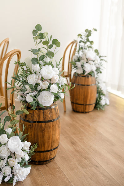 Free-Standing Flower Arrangements in White & Sage | Clearance