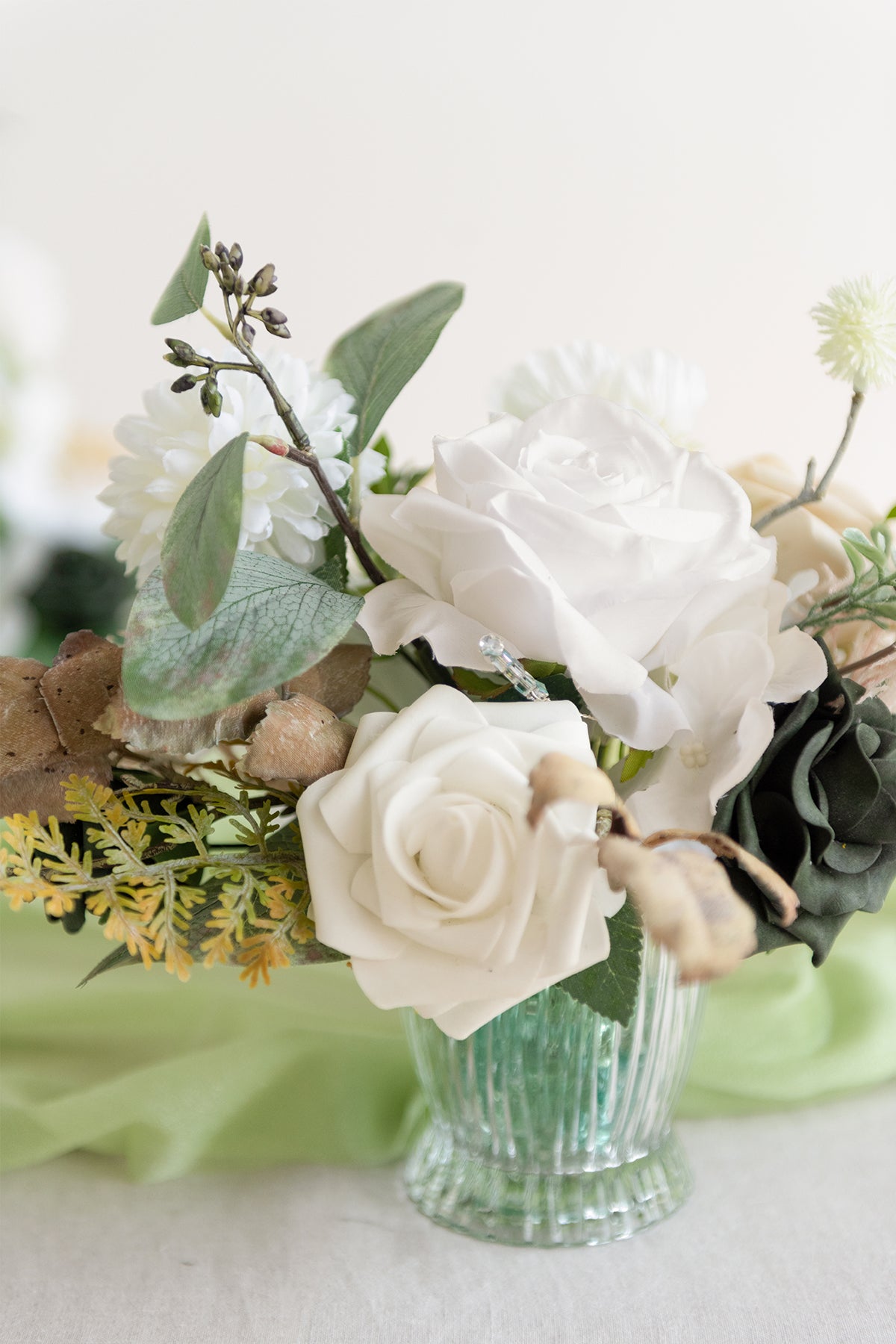 Assorted Floral Centerpiece Set in Emerald & Tawny Beige