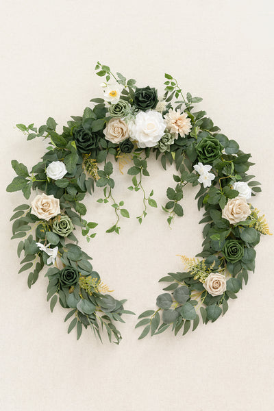 6ft Flower Garland in Emerald & Tawny Beige