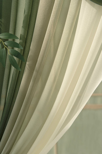 Flower Arch Decor with Drapes in Emerald & Tawny Beige