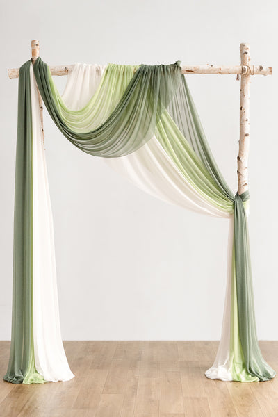 Wedding Arch Drapes in Emerald & Tawny Beige