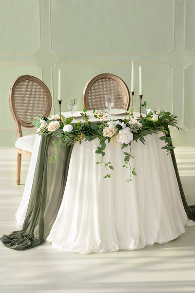 6ft Flower Garland in Emerald & Tawny Beige