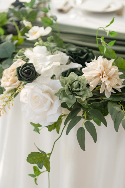 6ft Flower Garland in Emerald & Tawny Beige