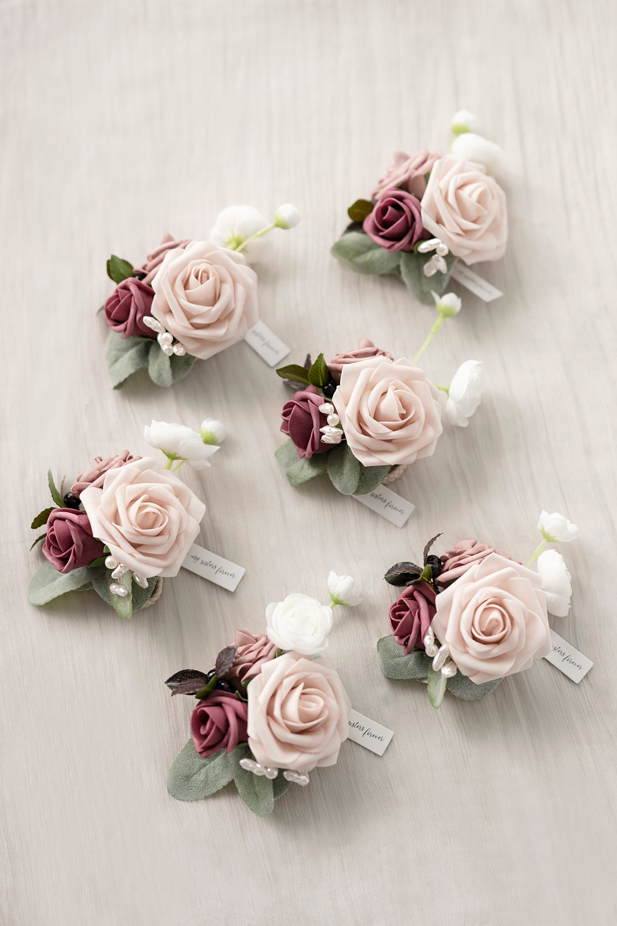 Wrist Corsages in Dusty Rose & Mauve