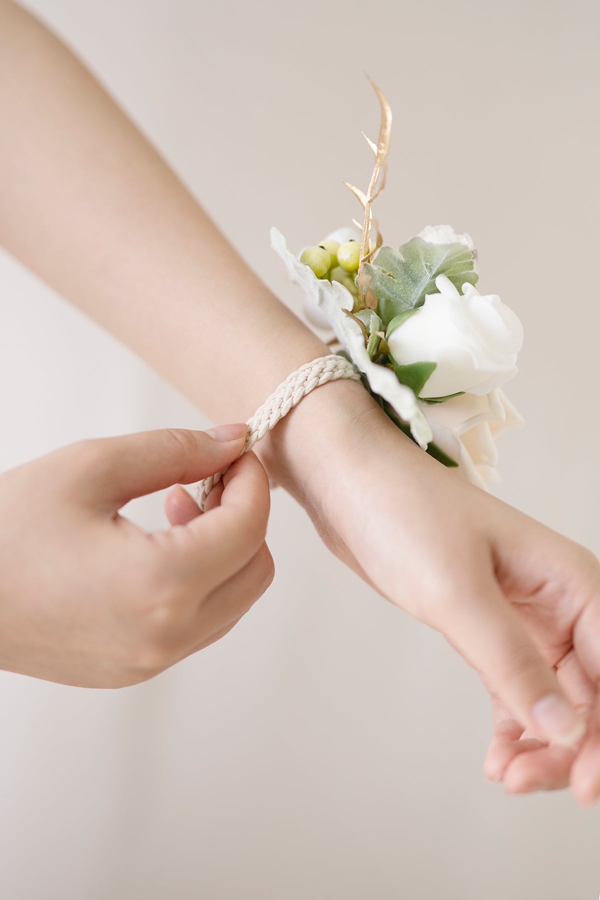 Wrist Corsages in Ivory & Cream