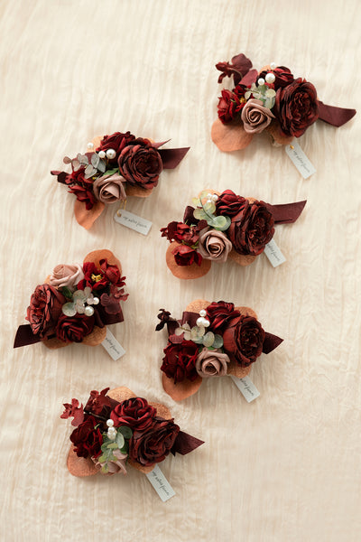 Pre-Arranged Bridal Flower Package in Burgundy & Dusty Rose
