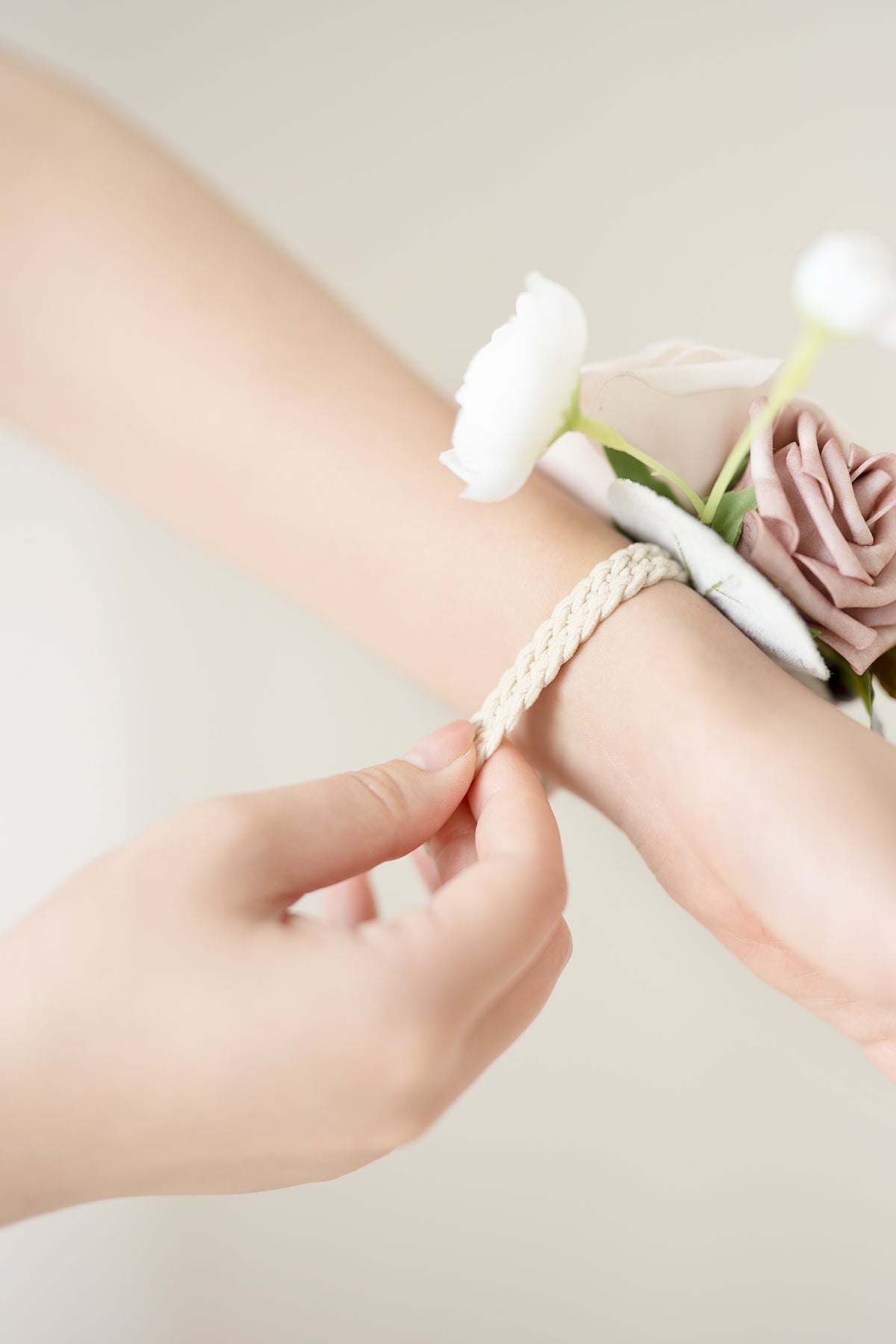 Wrist Corsages in Dusty Rose & Cream