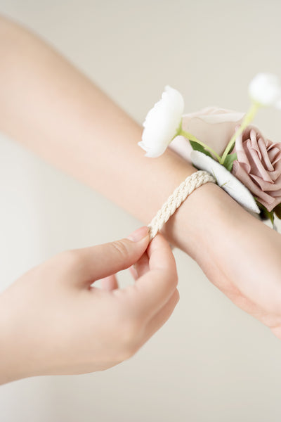 Wrist Corsages in Dusty Rose & Cream