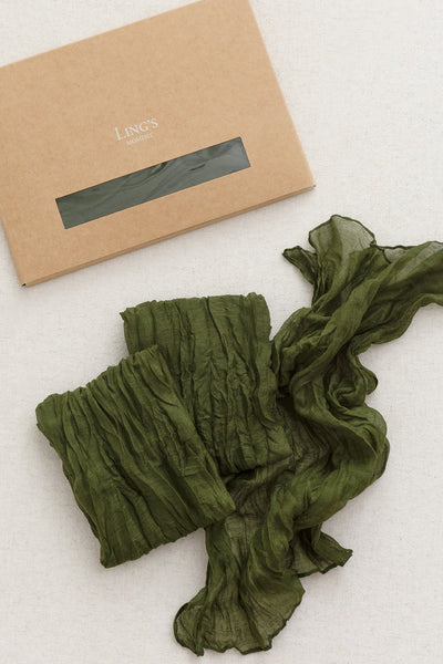 Cheesecloth Napkin & Table Runner Set in Moss Green