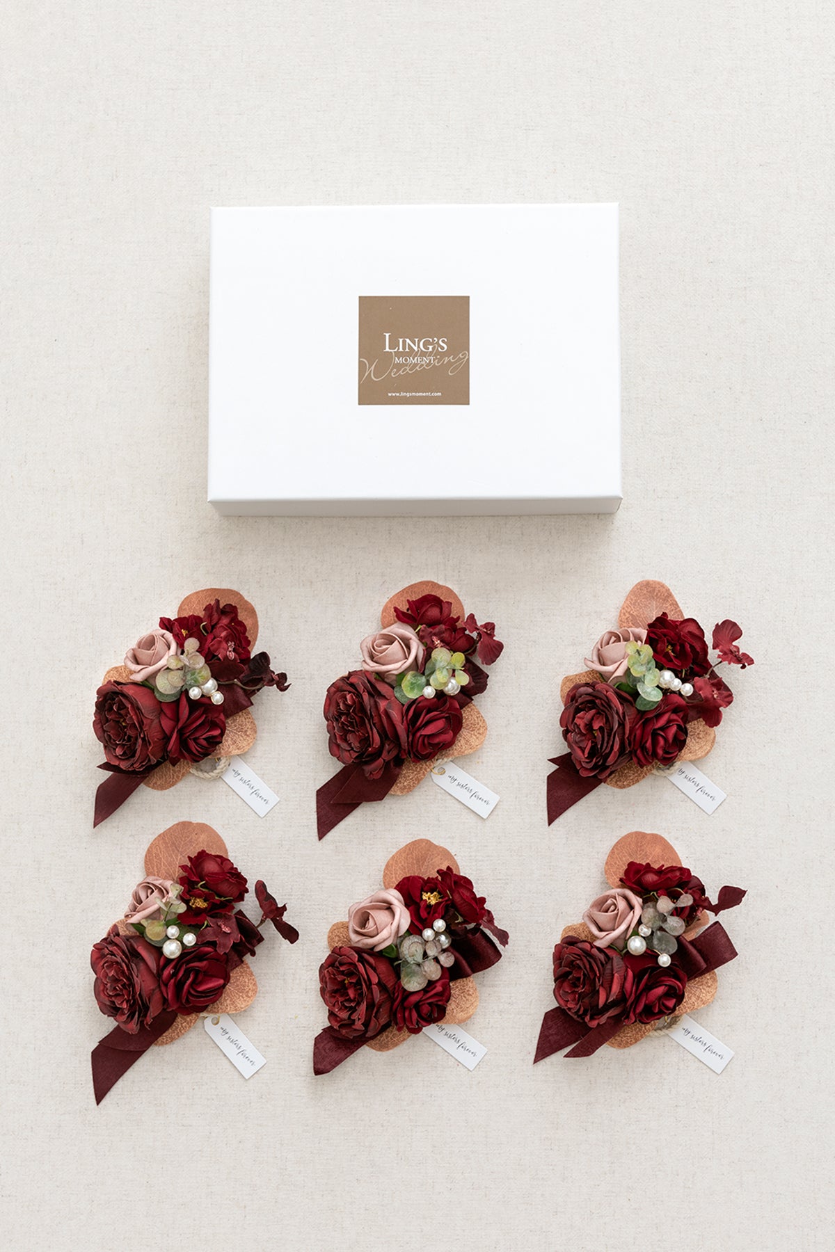 Wrist Corsages in Burgundy & Dusty Rose | Clearance