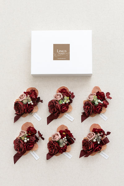 Wrist Corsages in Burgundy & Dusty Rose | Clearance