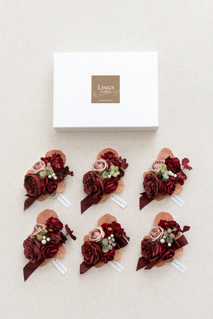 Wrist Corsages in Burgundy & Dusty Rose | Clearance