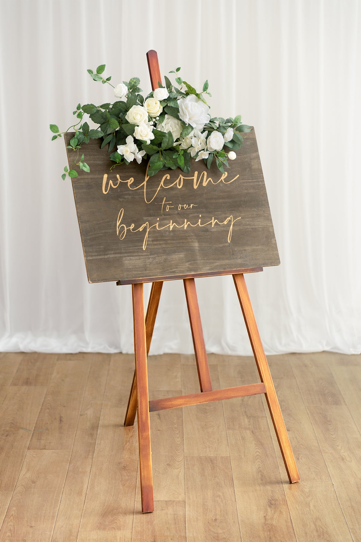 Flower Sign Decor in White & Sage