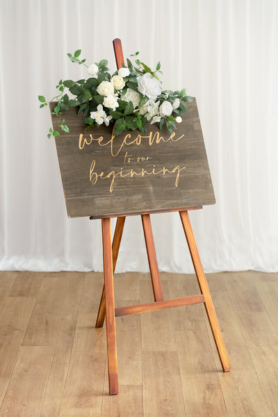 Flower Sign Decor in White & Sage