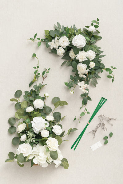 Wedding Sign Flowers | Flower Sign Decor (Set of 2) - White & Sage ...