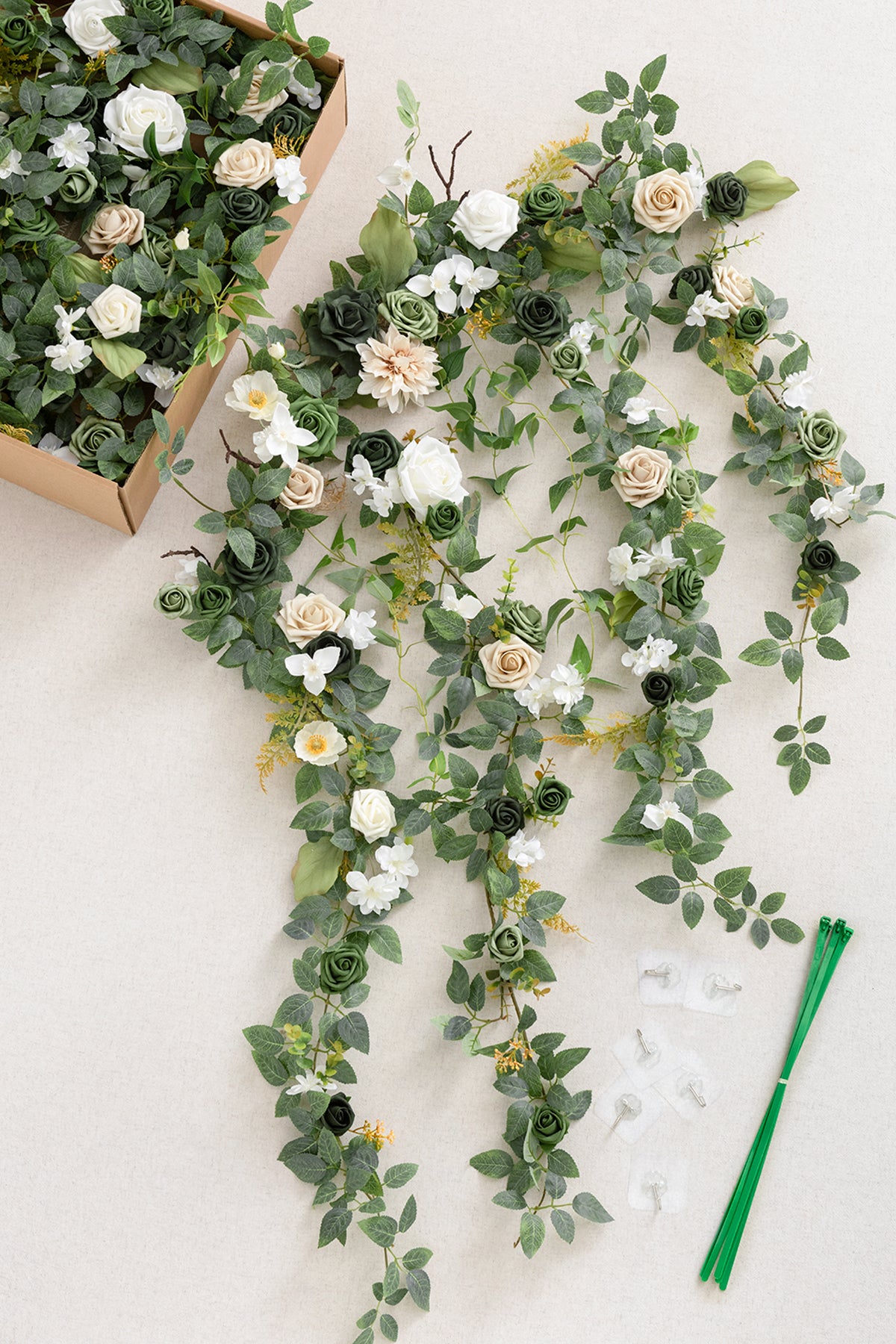 Hanging Arch Flower Decor in Emerald & Tawny Beige | Clearance