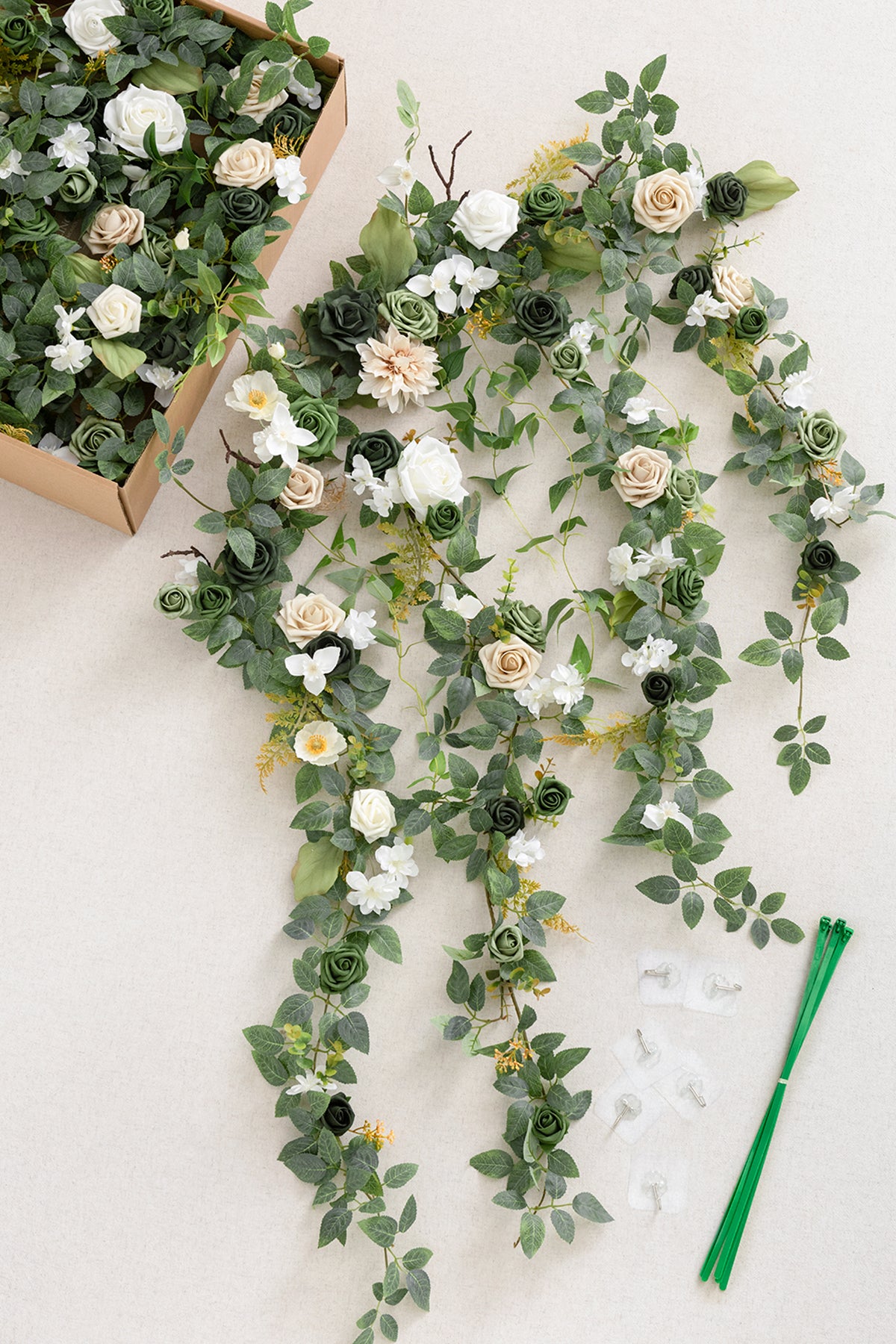 Hanging Arch Flower Decor in Emerald & Tawny Beige| Clearance