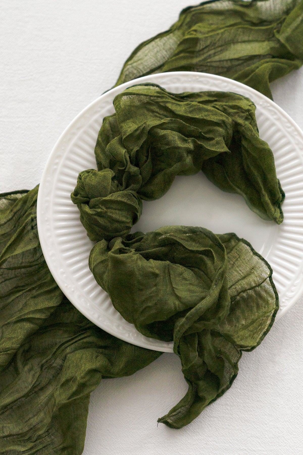 Cheesecloth Napkin & Table Runner Set in Moss Green
