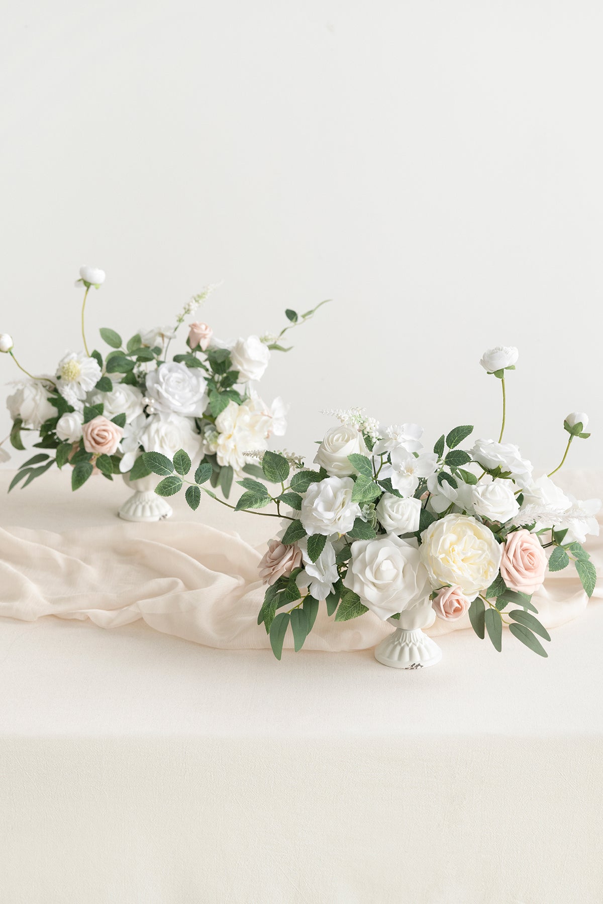 Large Floral Centerpiece Set in White & Sage | Clearance