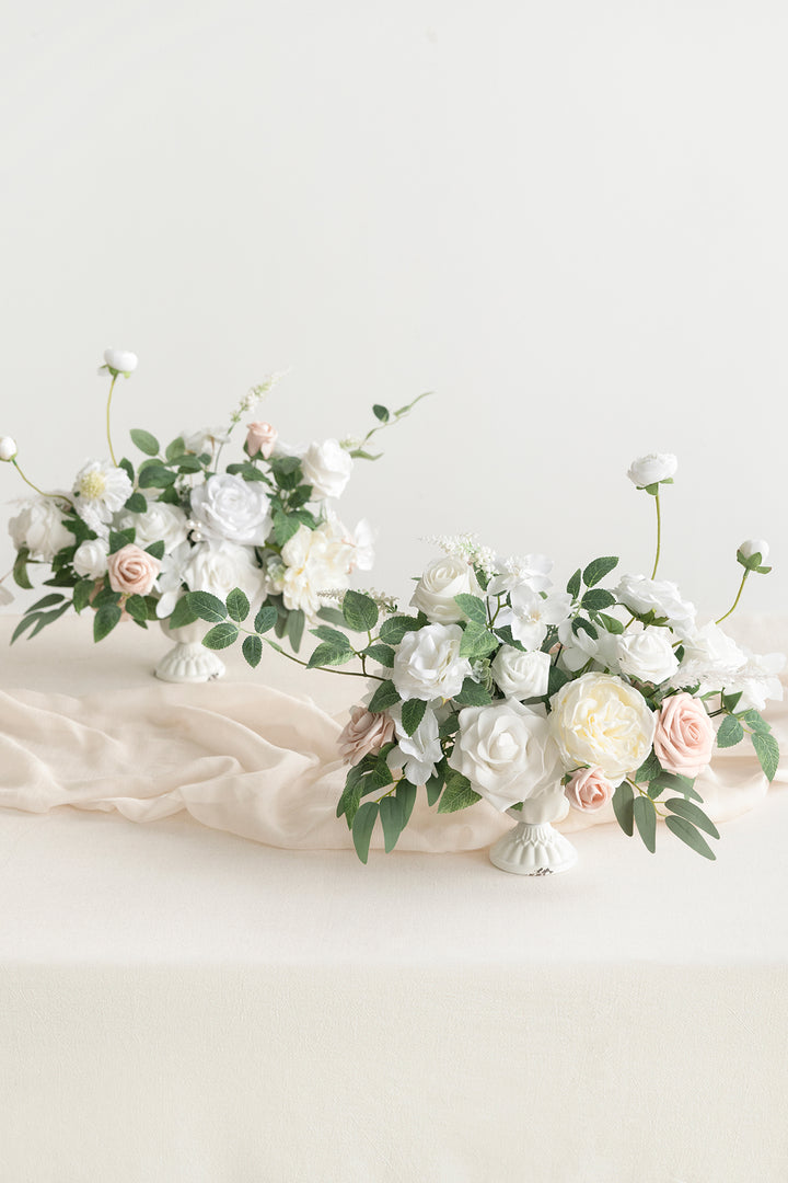 Large Floral Centerpiece Set in White & Sage | Clearance
