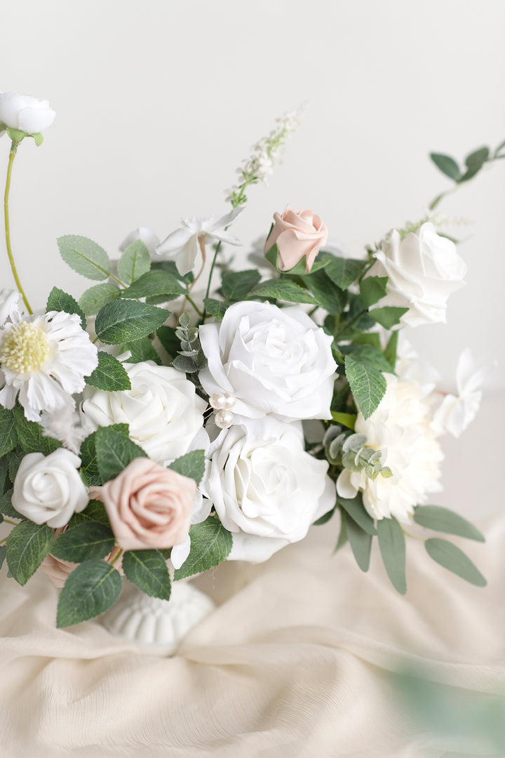 Large Floral Centerpiece Set in White & Sage | Clearance