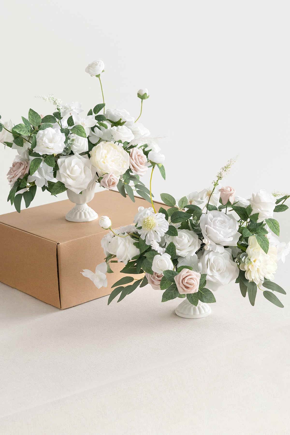 Large Floral Centerpiece Set in White & Sage | Clearance