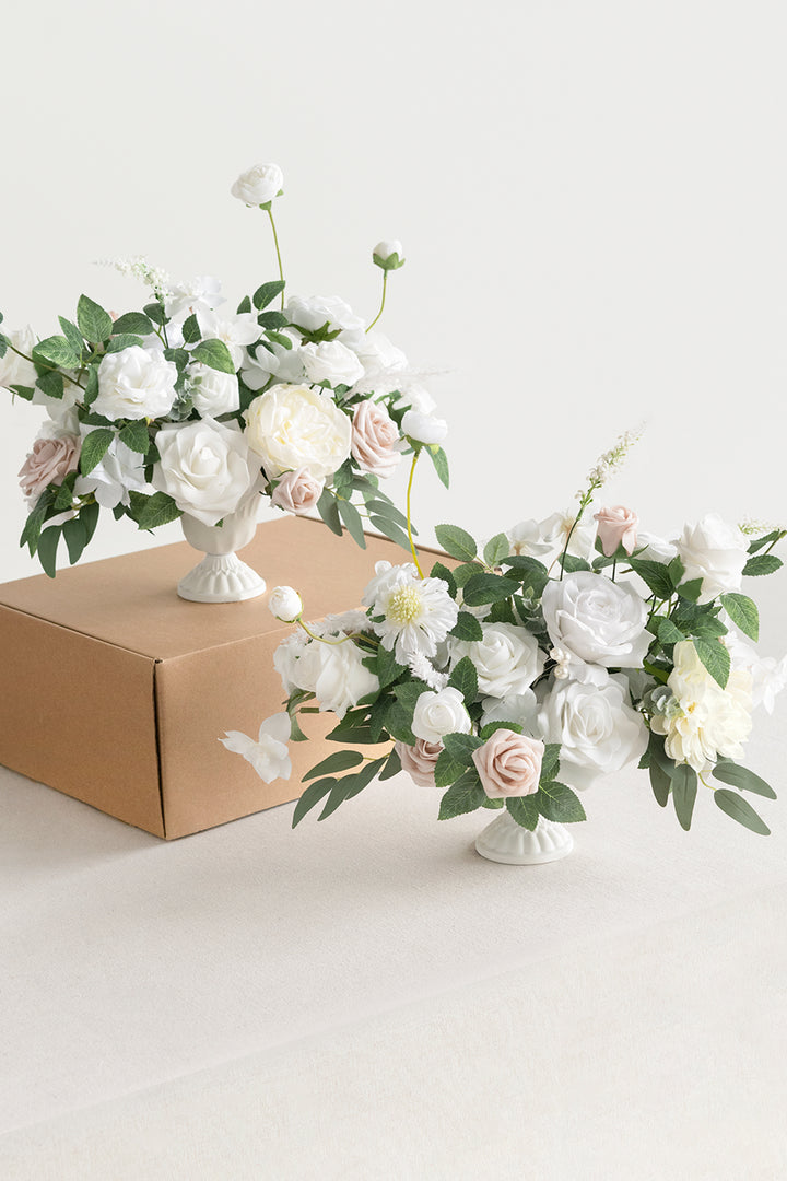 Large Floral Centerpiece Set in White & Sage | Clearance