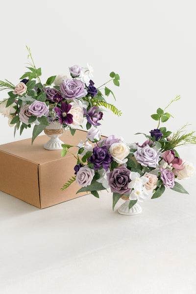 Large Floral Centerpiece Set in Lilac & Gold