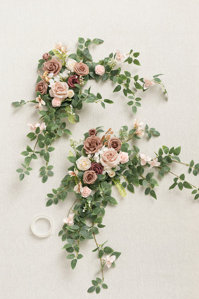 Sweetheart Table Floral Swags in Dusty Rose & Cream