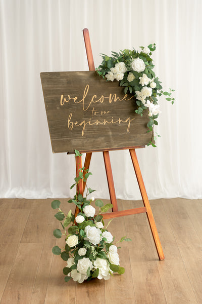 Flower Sign Decor in White & Sage