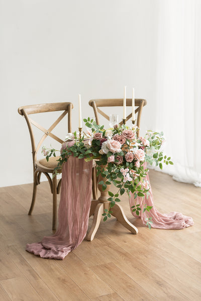Sweetheart Table Floral Swags in Dusty Rose & Cream