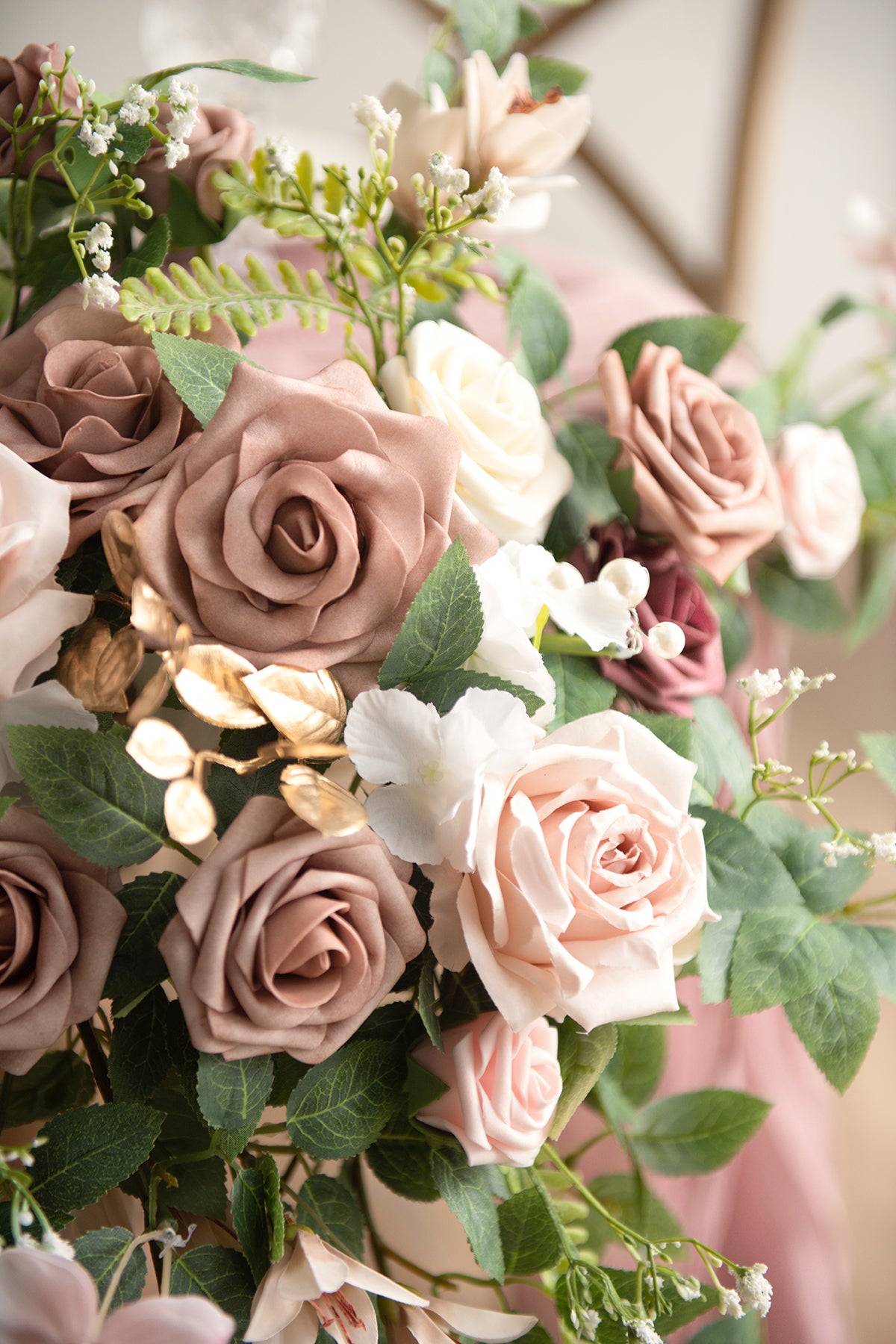 Sweetheart Table Floral Swags in Dusty Rose & Cream