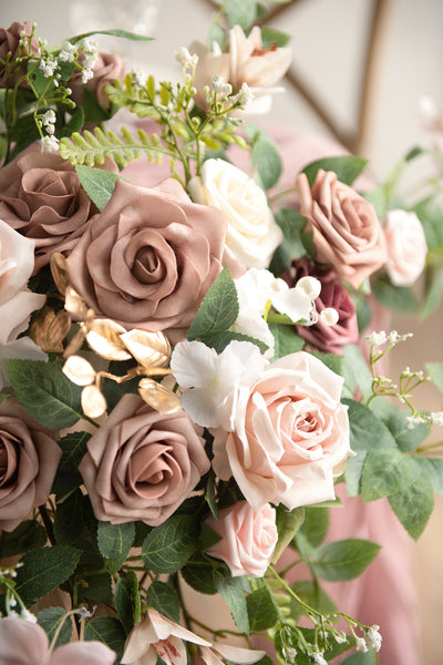 Sweetheart Table Floral Swags in Dusty Rose & Cream