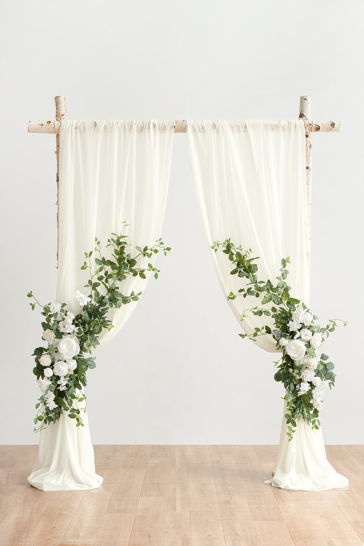 Flower Arch Decor with Drapes in White & Sage