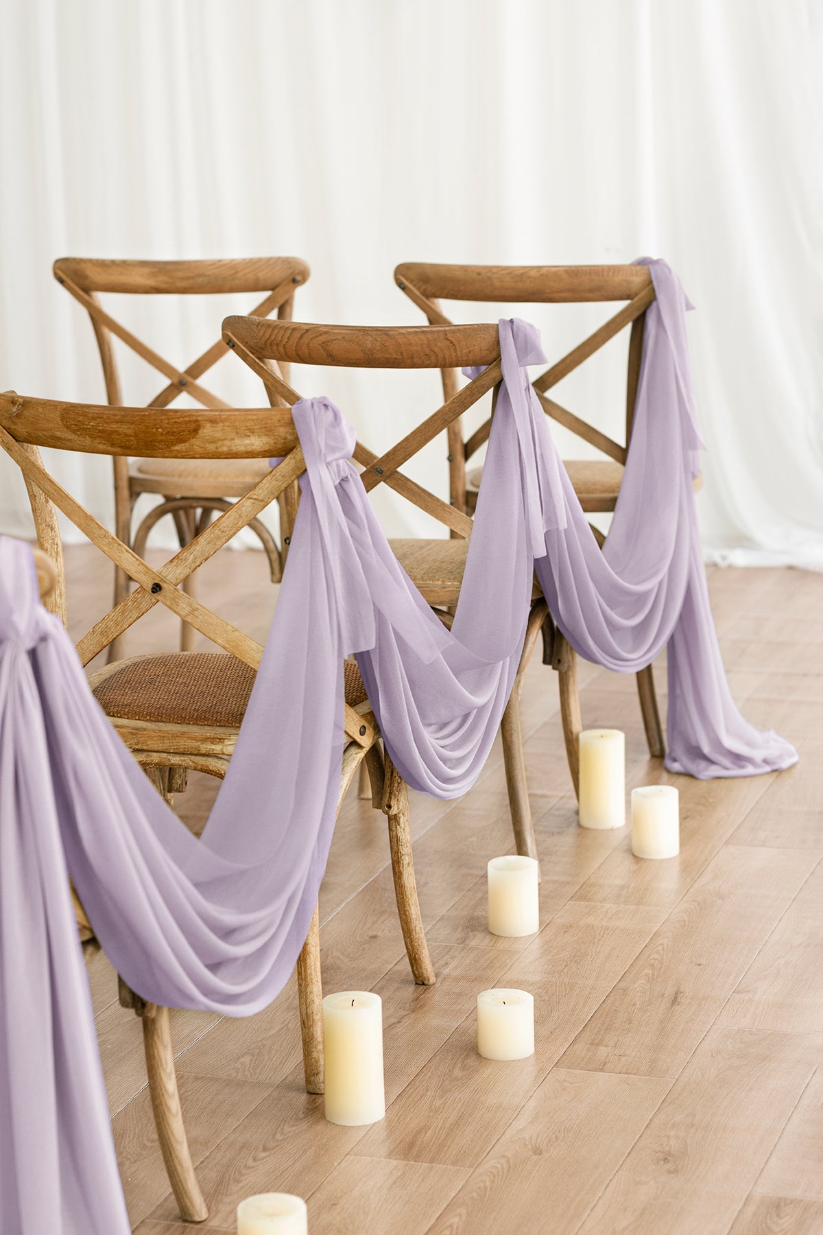 Pre-Styling Aisle Markers for Ceremony in Lilac & Gold