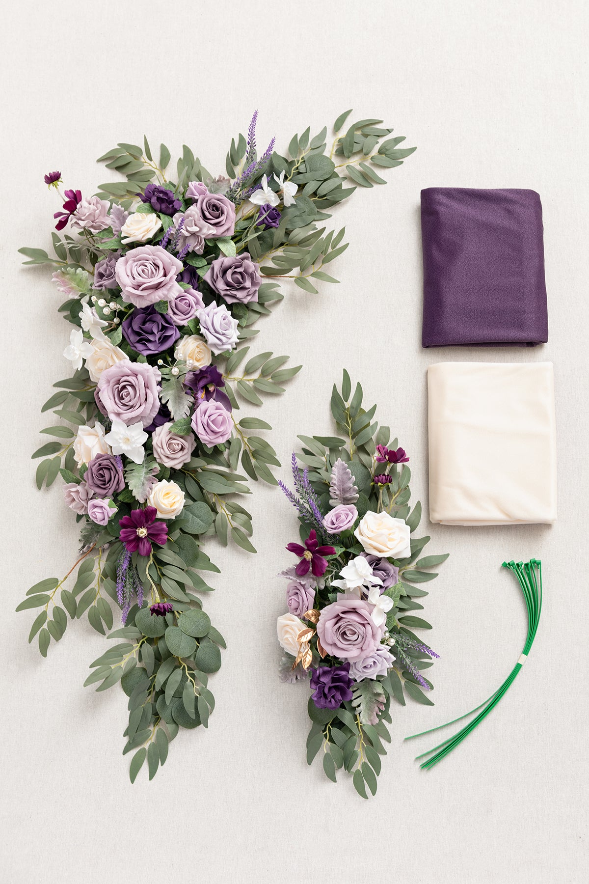Flower Arch Decor with Drapes in Lilac & Gold
