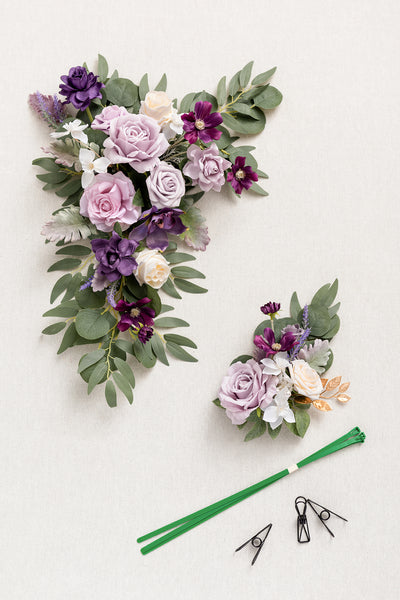 Combo Set Flower Sign Decor in Lilac & Gold