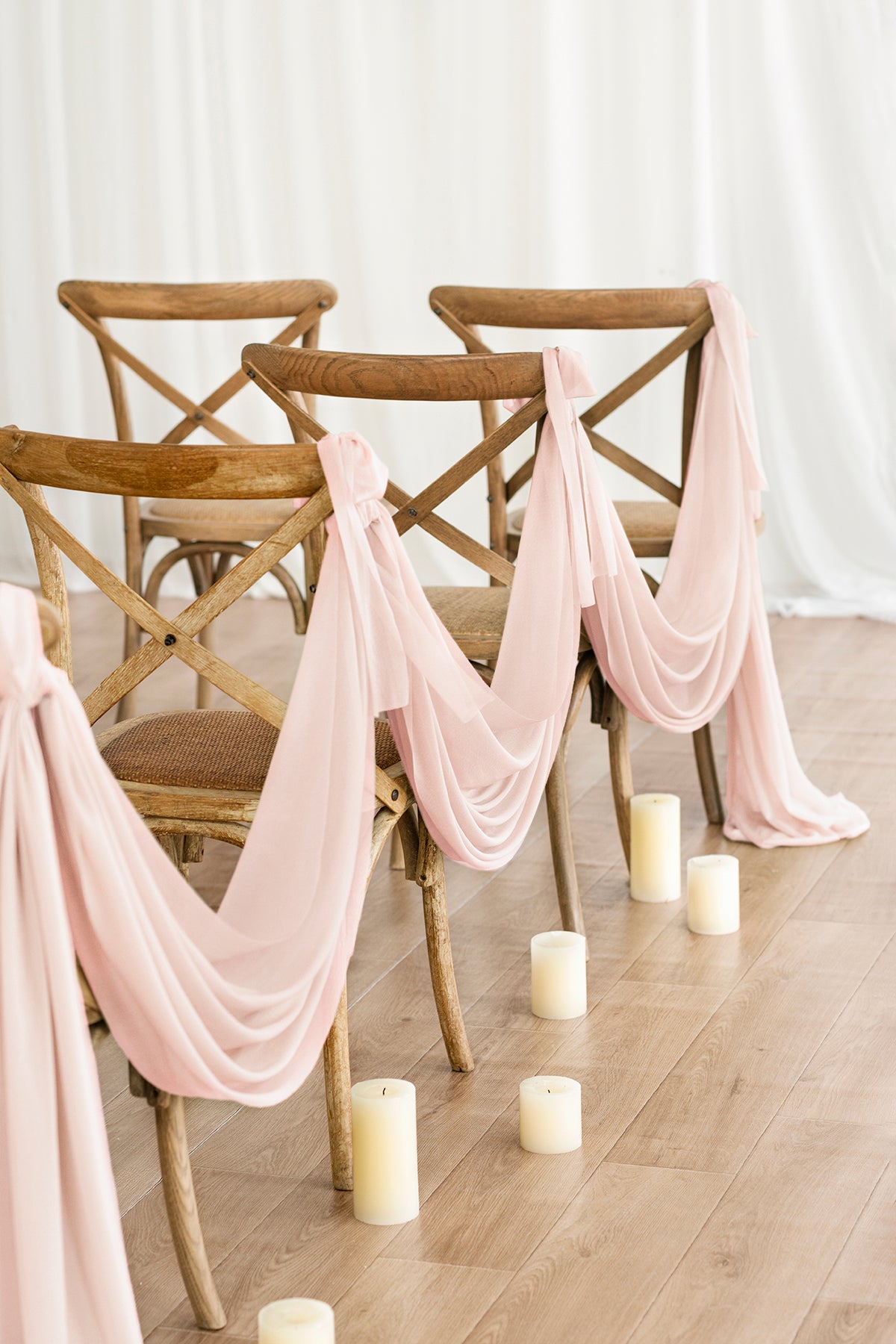 Pre-Styling Aisle Markers for Ceremony in Blush & Cream