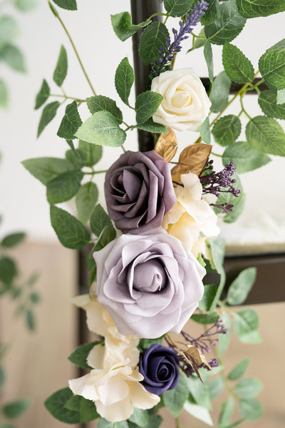 Wedding Aisle Chair Flower Decoration in Lilac & Gold