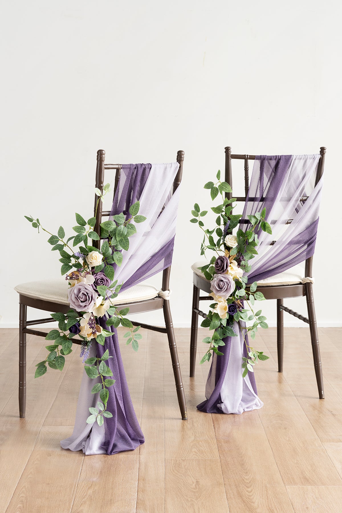 Wedding Aisle Chair Flower Decoration in Lilac & Gold