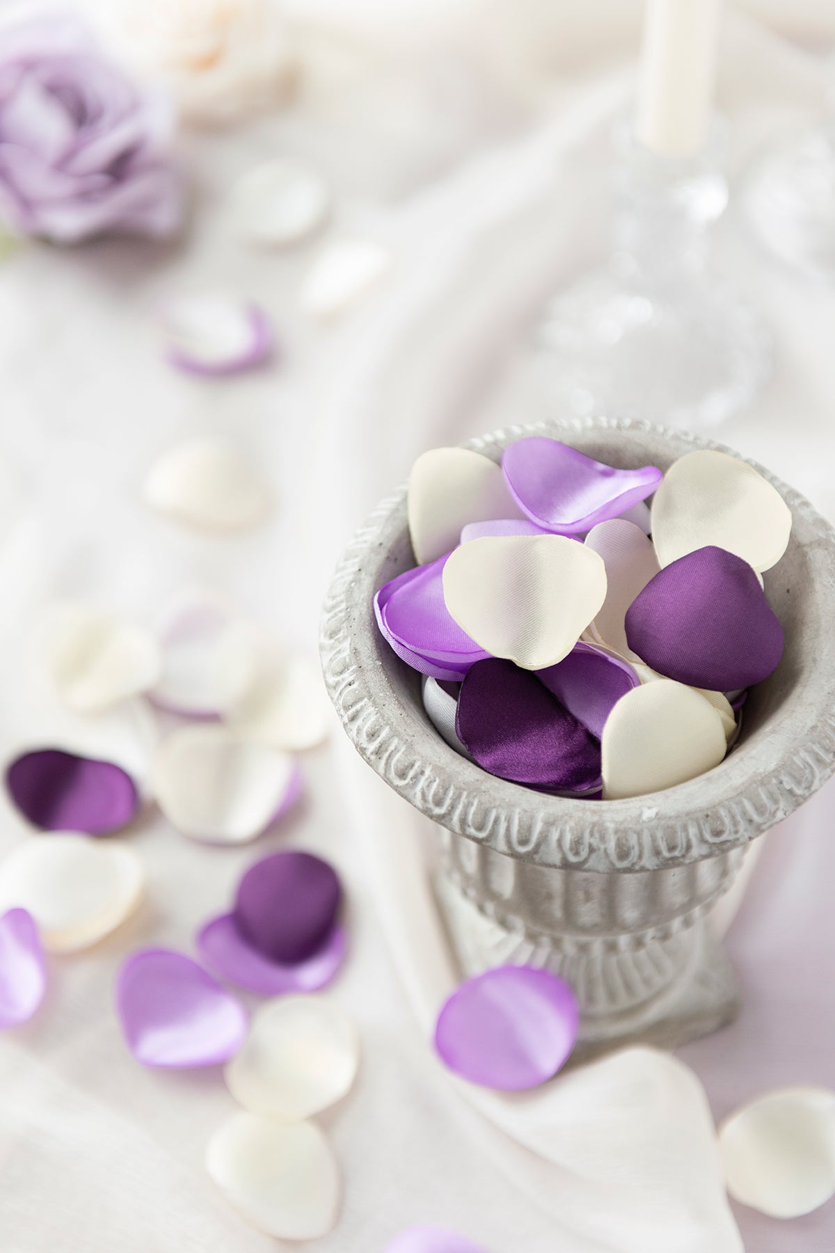 Silk Rose Petals in Lilac & Gold