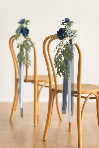 Wedding Aisle Decoration Pew Flowers in Dusty Blue